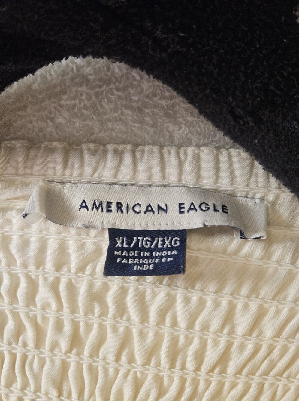 AE American Eagle Cottagecore Cream Sweetheart Ruched Embroidered Sz XL - Picture 10 of 11